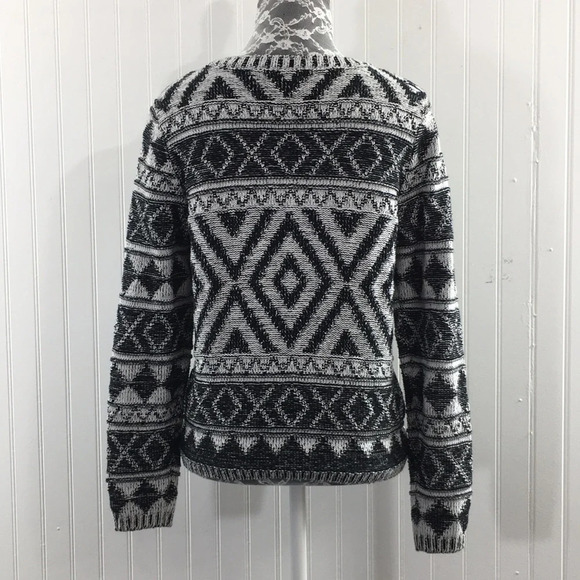 Lucky Brand Black White Jacquard Knit Sweater - Picture 4 of 12